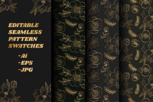 Golden Floral Pattern Set: Elevating Design Projects with Vintage Elegance