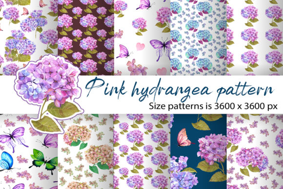Hydrangea Watercolor Floral Papers for Design