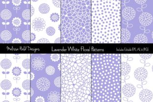 Lavender White Floral Patterns: Editable Design Assets